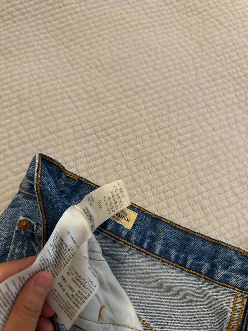 High-Rise Distressed Denim Shorts - Blue